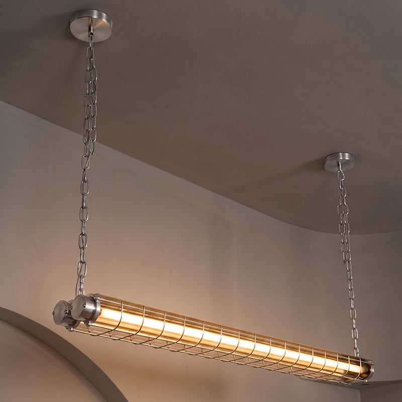 Lámpara colgante lineal Tubela – plateado, ancha