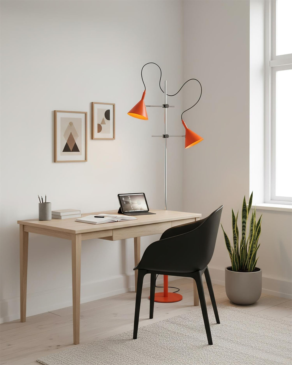 Lámpara de pie doble cono Trompela en un salón de estilo pop – imagen 6