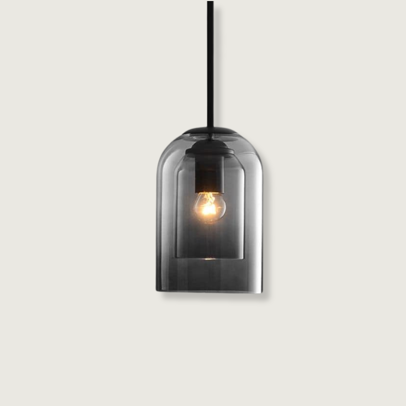 LumaRetro - Lámpara Colgante Vintage con Cristal Doble y Acabado Metalizado