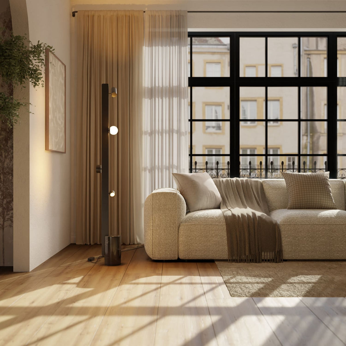 Pemora - Lámpara de Pie LED Modular con Focos y Base de Mármol