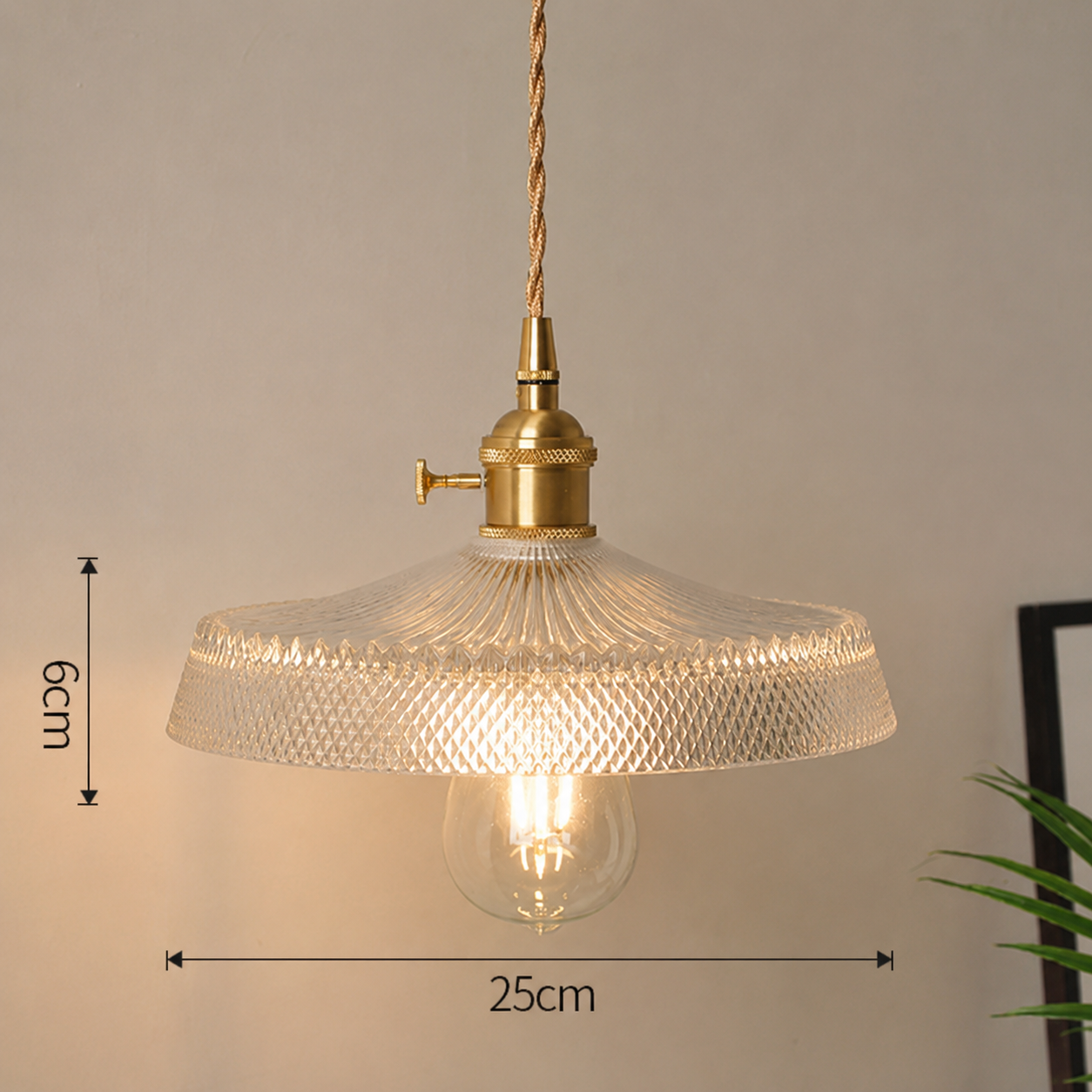 Vaza - Lámpara Colgante Vintage de Vidrio para Techo – Luz Suave y Difusa Ideal para Dormitorio