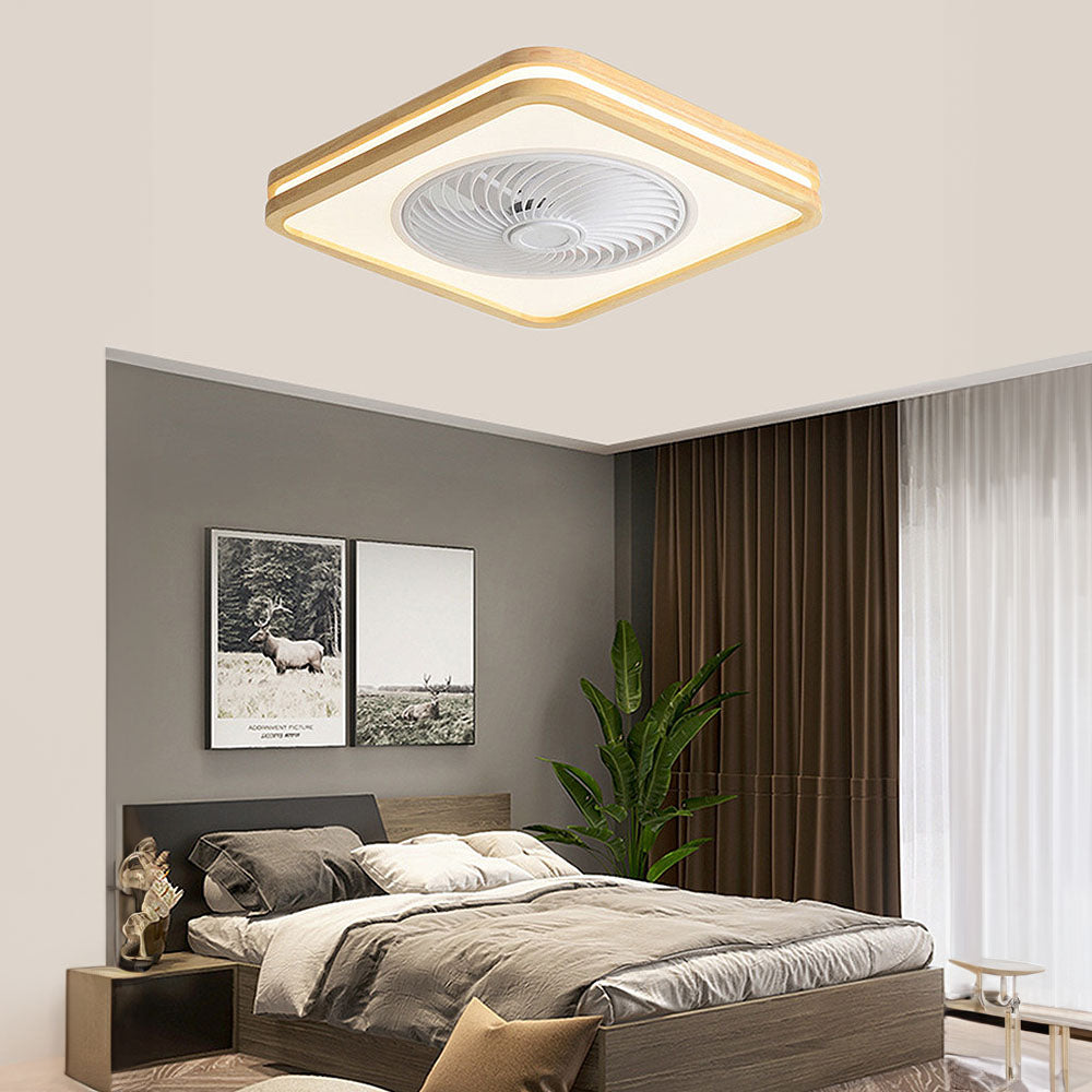 Ventilador de Techo con Luz LED Redondo de Madera, Diseño Minimalista y Control Remoto para Comedores y Salas de Estar 5