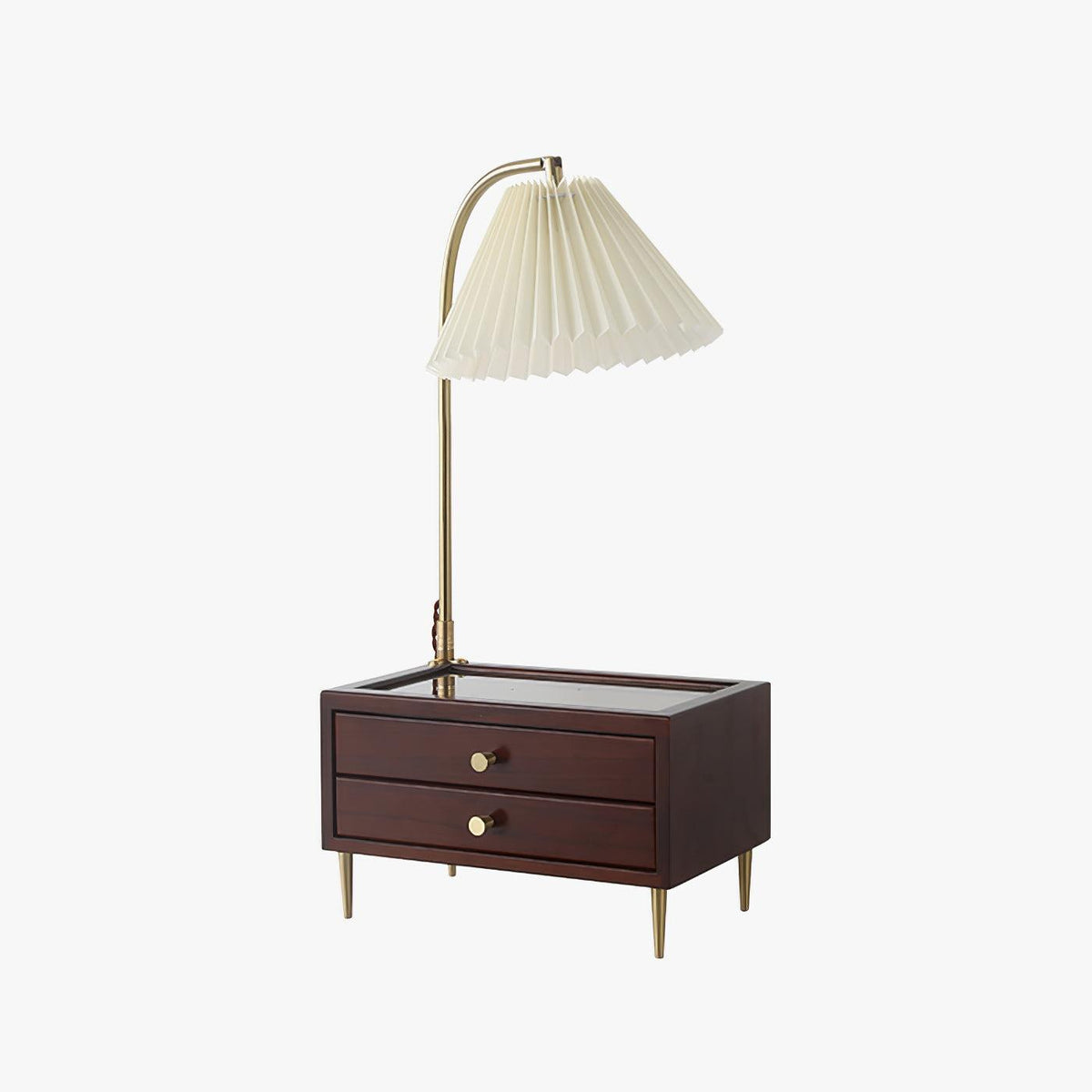 Lacora - Lámpara de Mesa Clásica de Madera con Pantalla Plisada