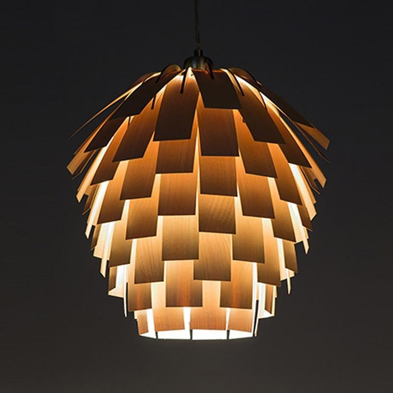 PinoLuz - Lámpara Colgante de Madera Natural y Elegante