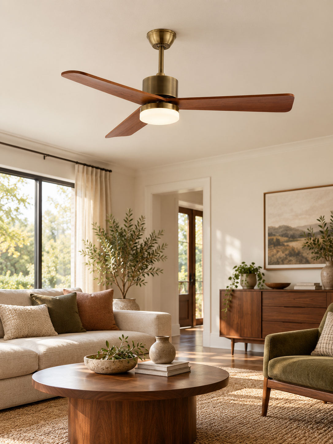 Ventilador de techo con luz Brisel en un salón acogedor – imagen 5