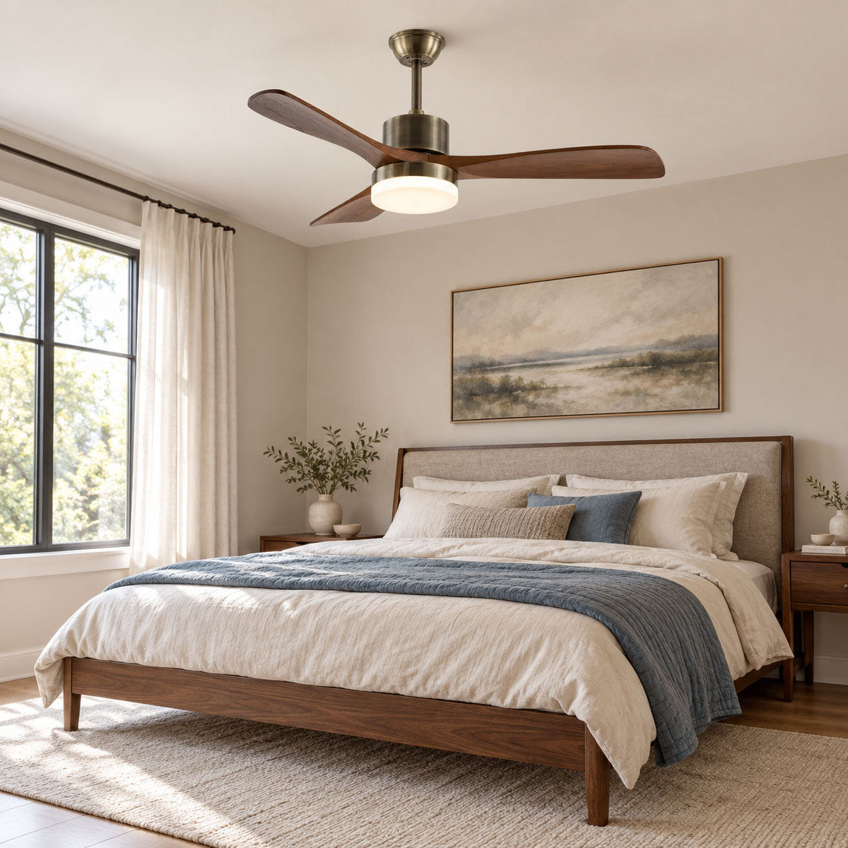 Ventilador de techo con luz Brisel en un salón acogedor – imagen 2