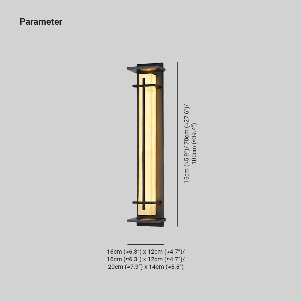 Aplique de pared exterior LED Xalba con efecto alabastro – medidas de los tres tamaños