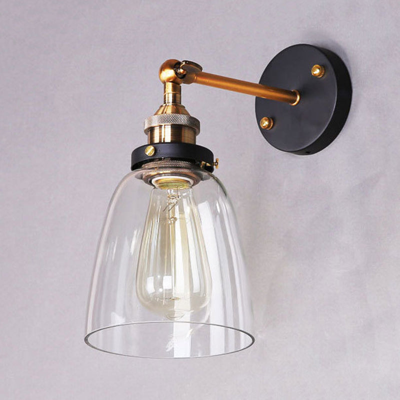 Astroclaro Atlas: Aplique de Pared Industrial de Metal y Vidrio – Negro y Dorado