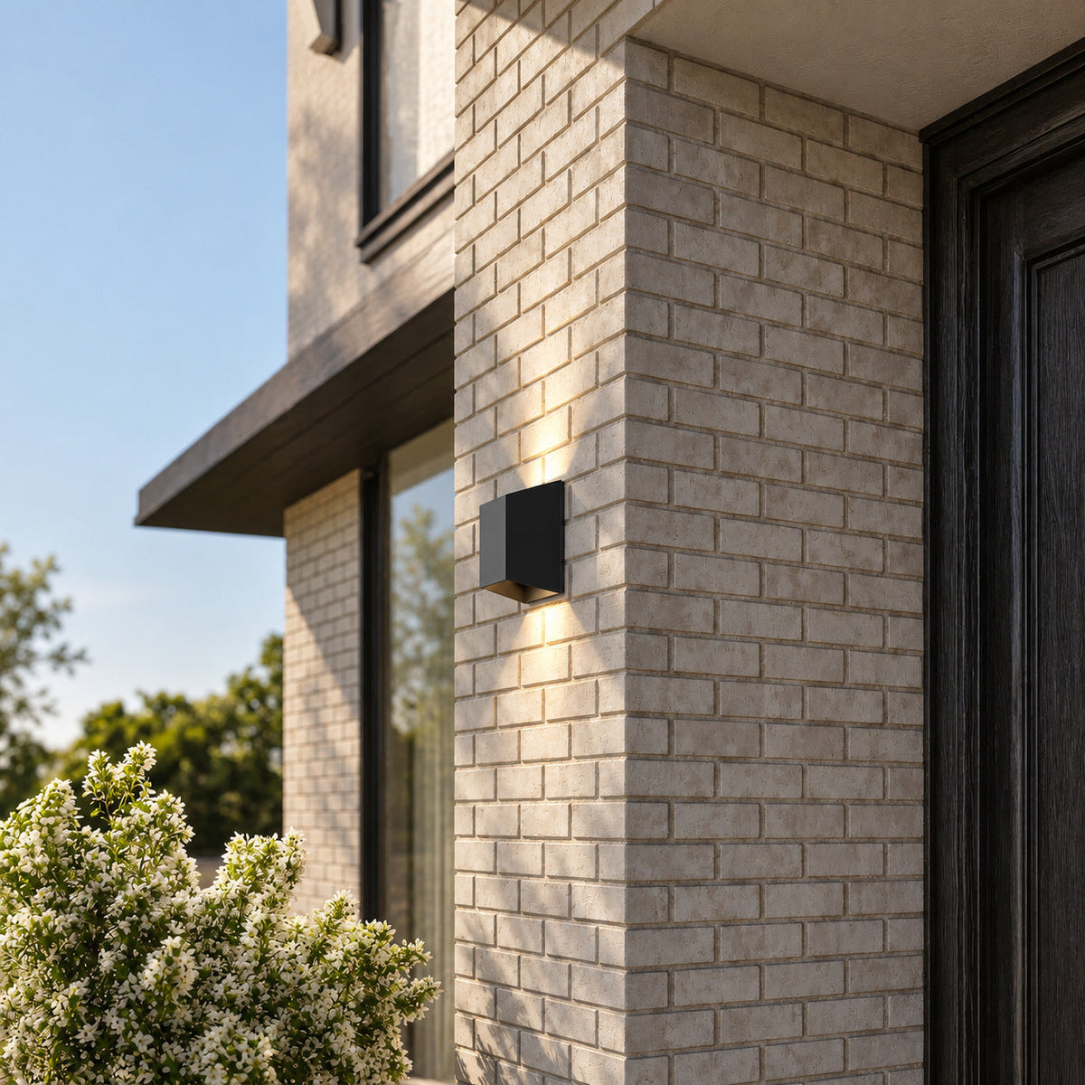 Jomarel - Aplique de Pared Exterior LED Cuadrado Negro Luz Arriba y Abajo