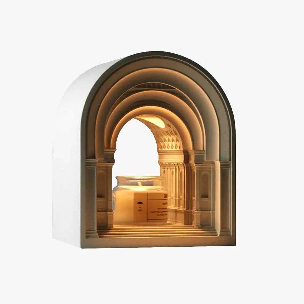 Lámpara de mesa de yeso Lumbral – modelo galería de arcos sobre fondo claro