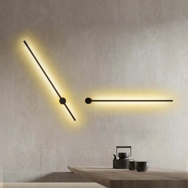 Astroclaro Lumen: Minimalista Lineal Metal LED Aplique de Pared – Negro