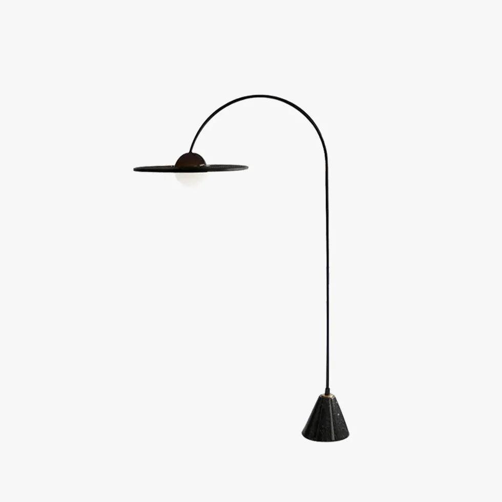 Lámpara de pie de arco negra con disco y globo de cristal Caldora – vista principal