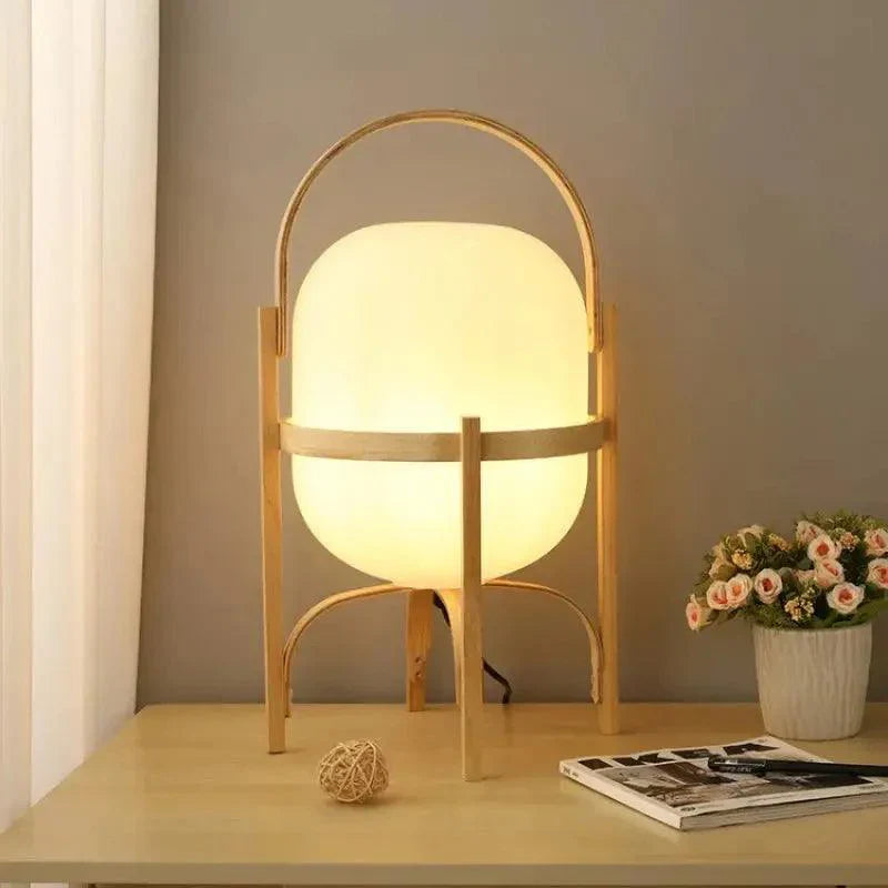 LuzCesta - Lámpara de Mesa de Madera con Elegancia Natural