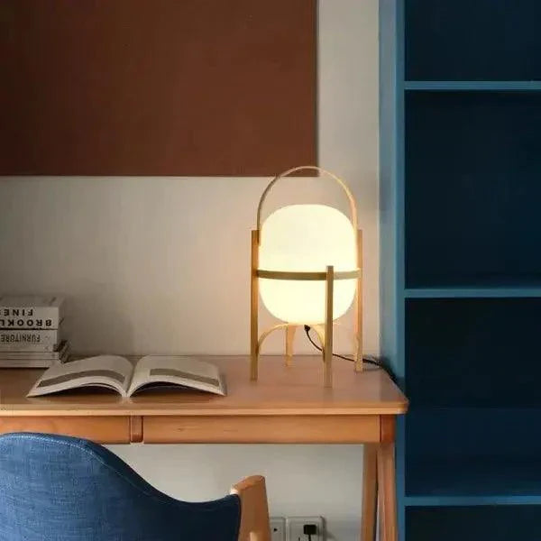 LuzCesta - Lámpara de Mesa de Madera con Elegancia Natural