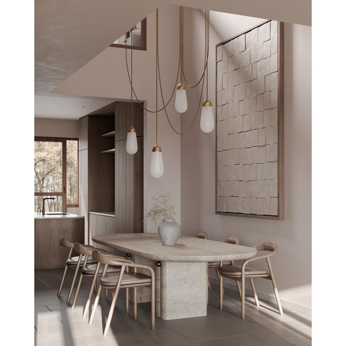 Lámpara de techo en racimo Cordela sobre una mesa de comedor – imagen 11