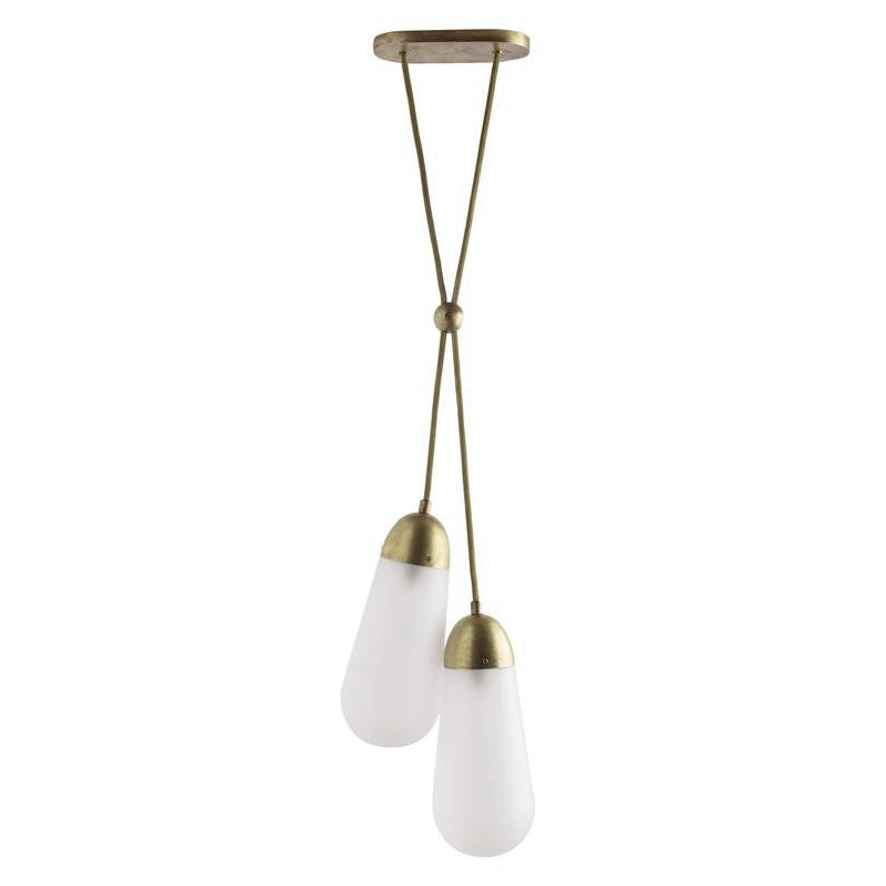 Lámpara de techo en racimo Cordela – 2 luces, bronce envejecido y blanco