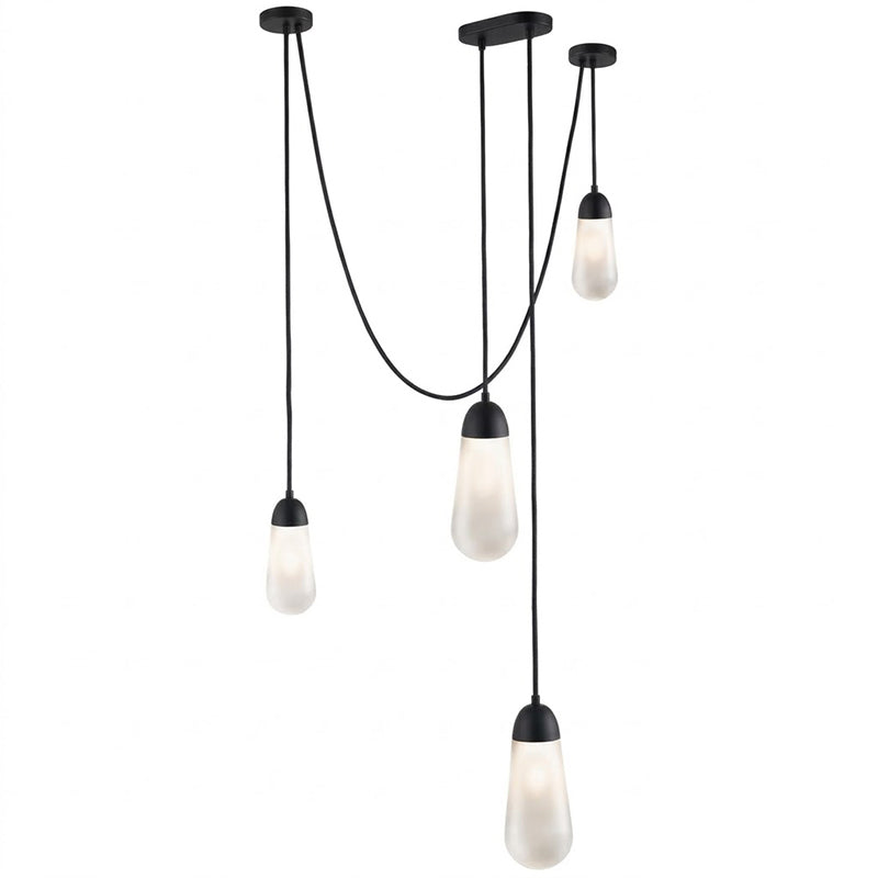 Lámpara de techo en racimo Cordela – 4 luces, negro y blanco