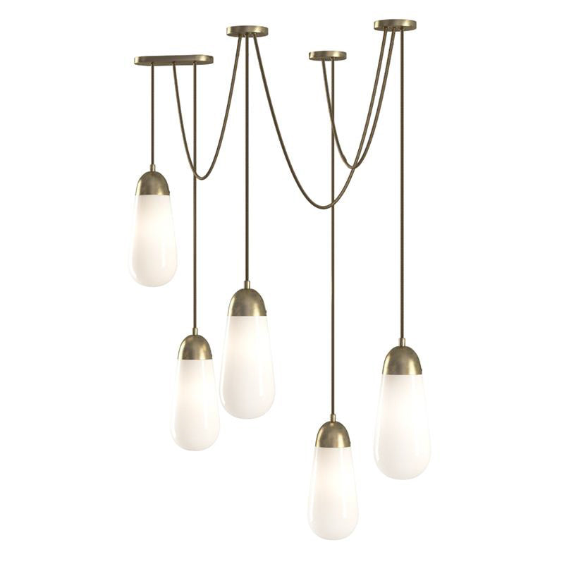 Lámpara de techo en racimo Cordela – 5 luces, bronce envejecido y blanco