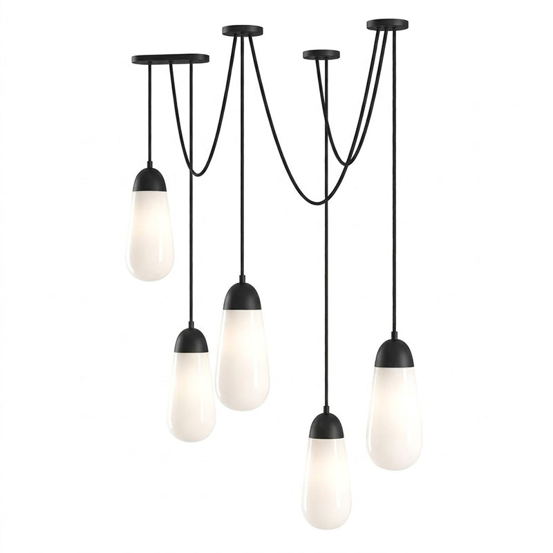 Lámpara de techo en racimo Cordela – 5 luces, negro y blanco