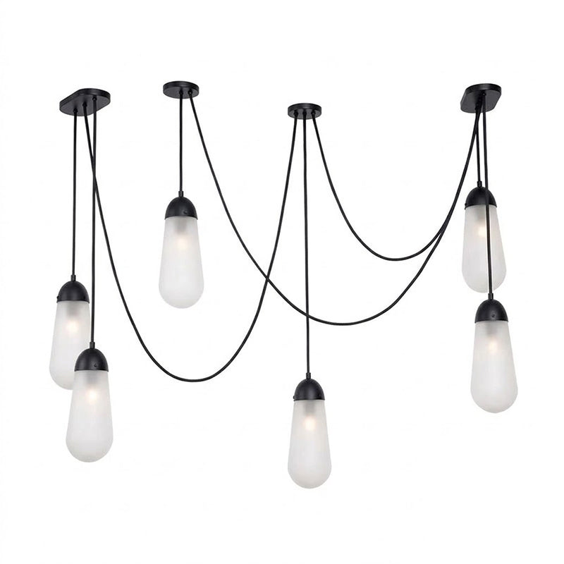Lámpara de techo en racimo Cordela – 6 luces, negro y blanco