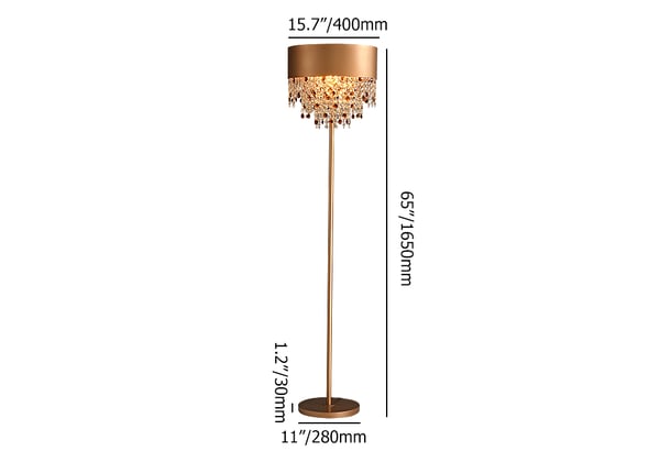 Lámpara de pie dorada con cristales Quarzia – medidas Ø 40 x 165 cm