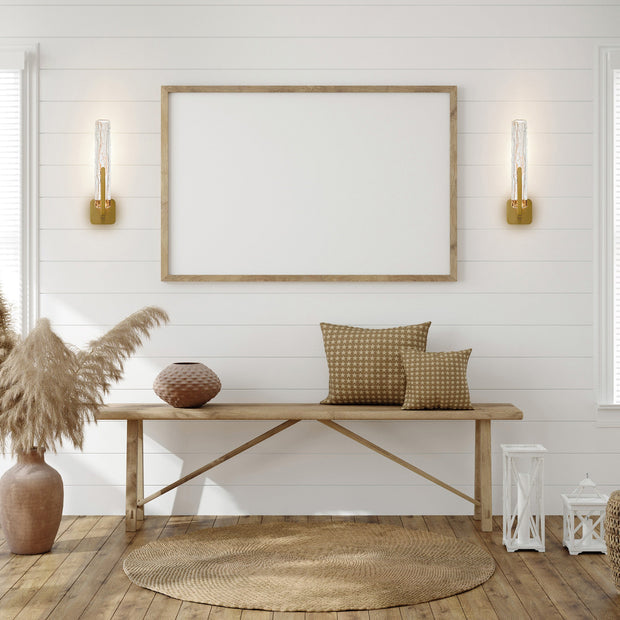 Aplique de pared LED vertical Ondera – latón 48 cm