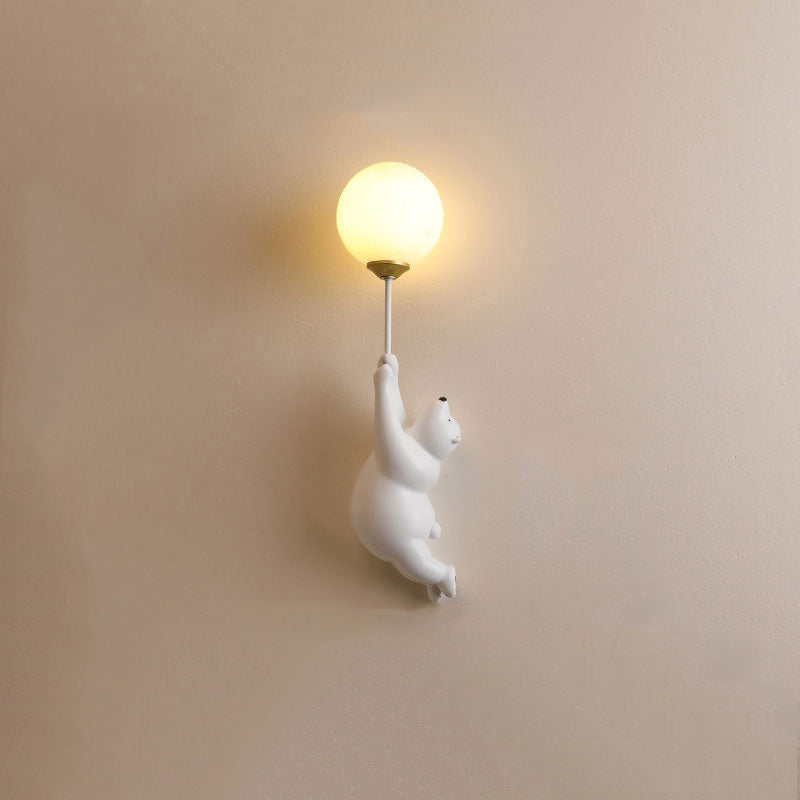Cielo: Aplique de Pared Infantil con Globo de Oso Blanco/Azul/Rosa