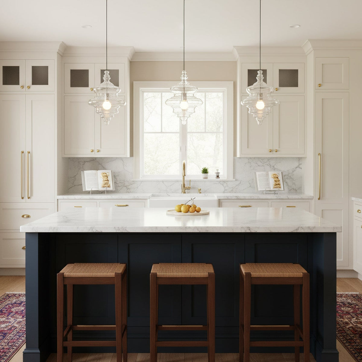 Lámpara colgante de cristal Fluvia sobre una mesa de comedor – imagen 9