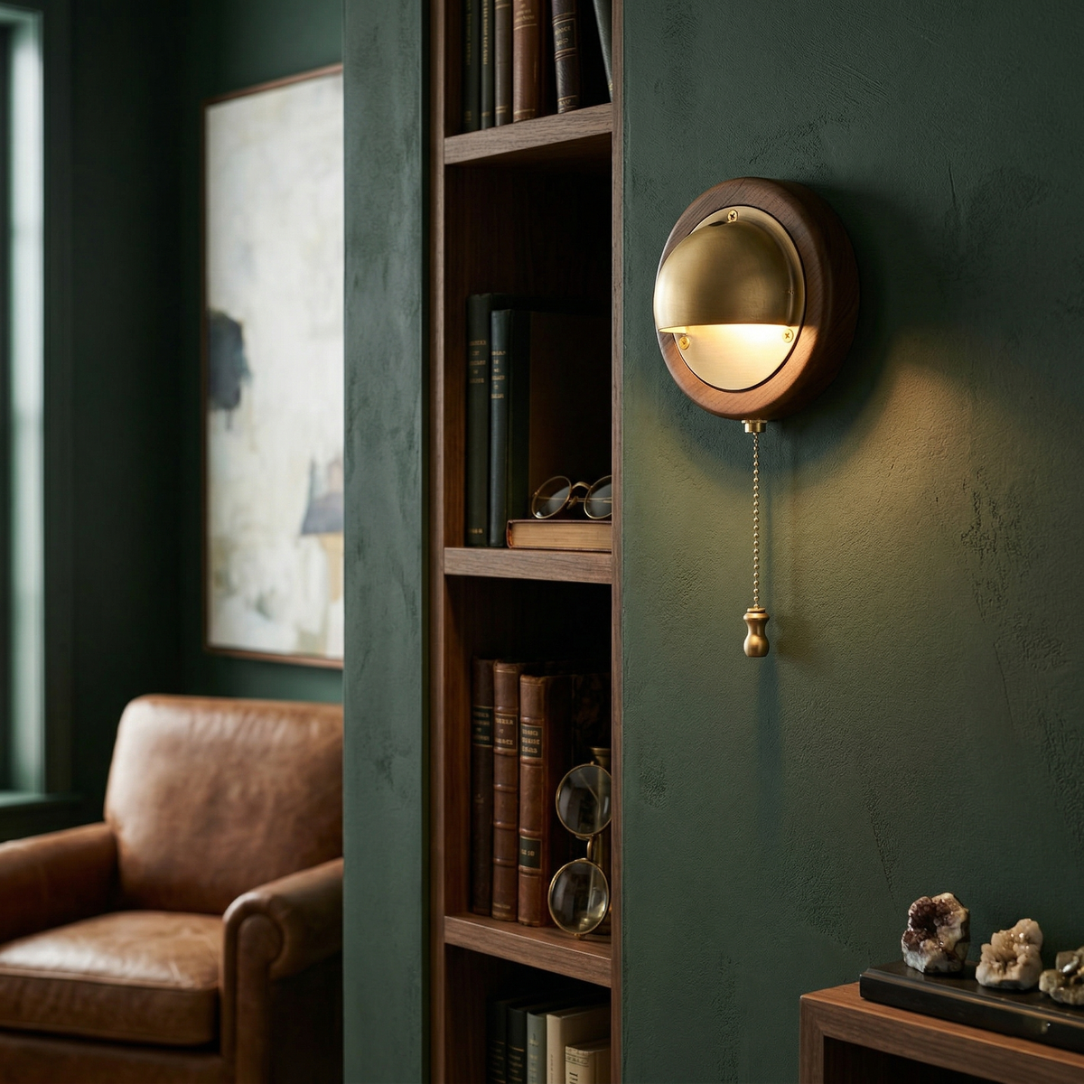 Aplique de pared de madera Fresna en un rincón de lectura – imagen 2