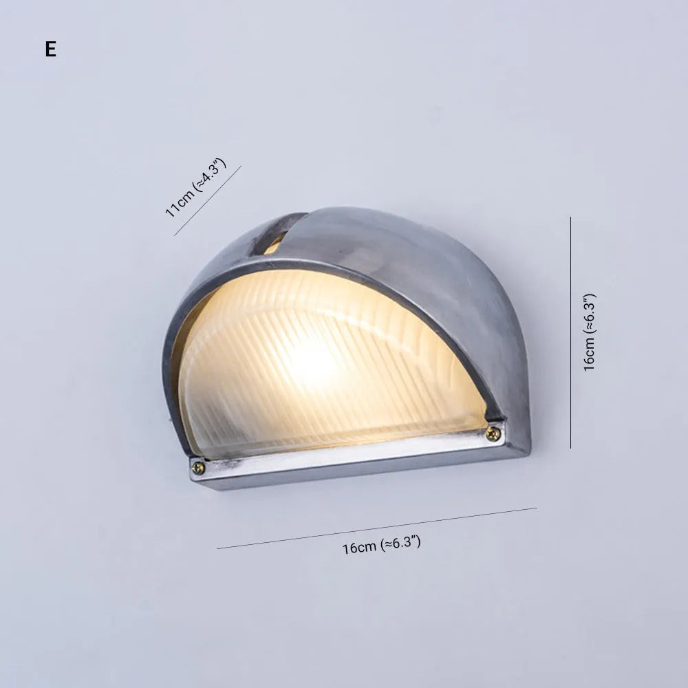 Aplique de pared exterior Marinel – medidas del modelo media luna