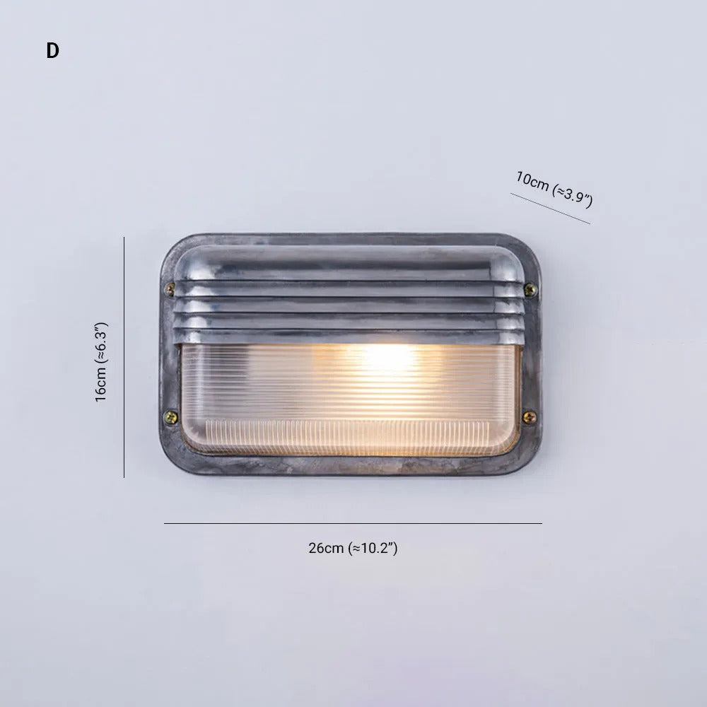 Aplique de pared exterior Marinel – medidas del modelo horizontal con lamas