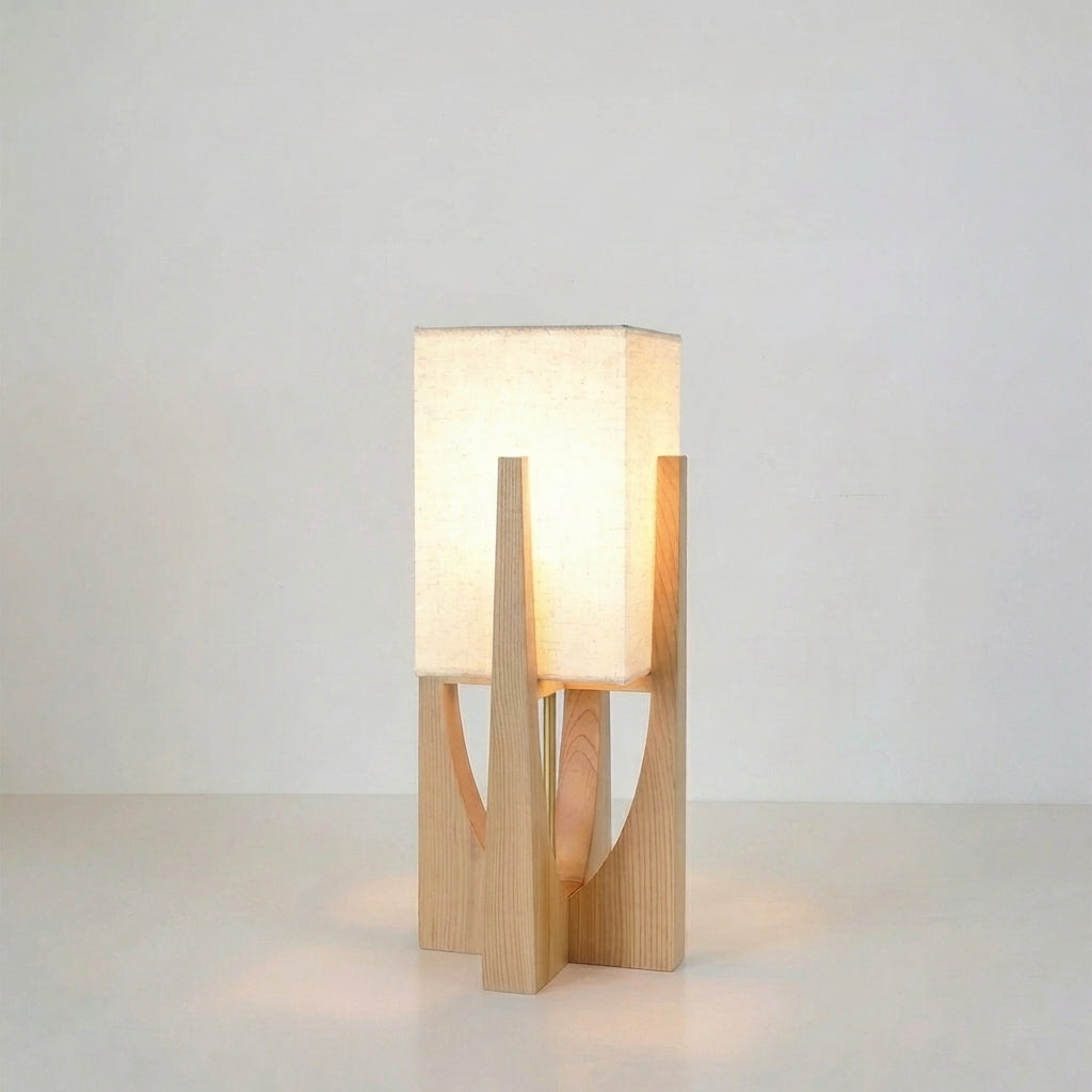Lámpara de pie japonesa Hondina – 52 cm en madera natural