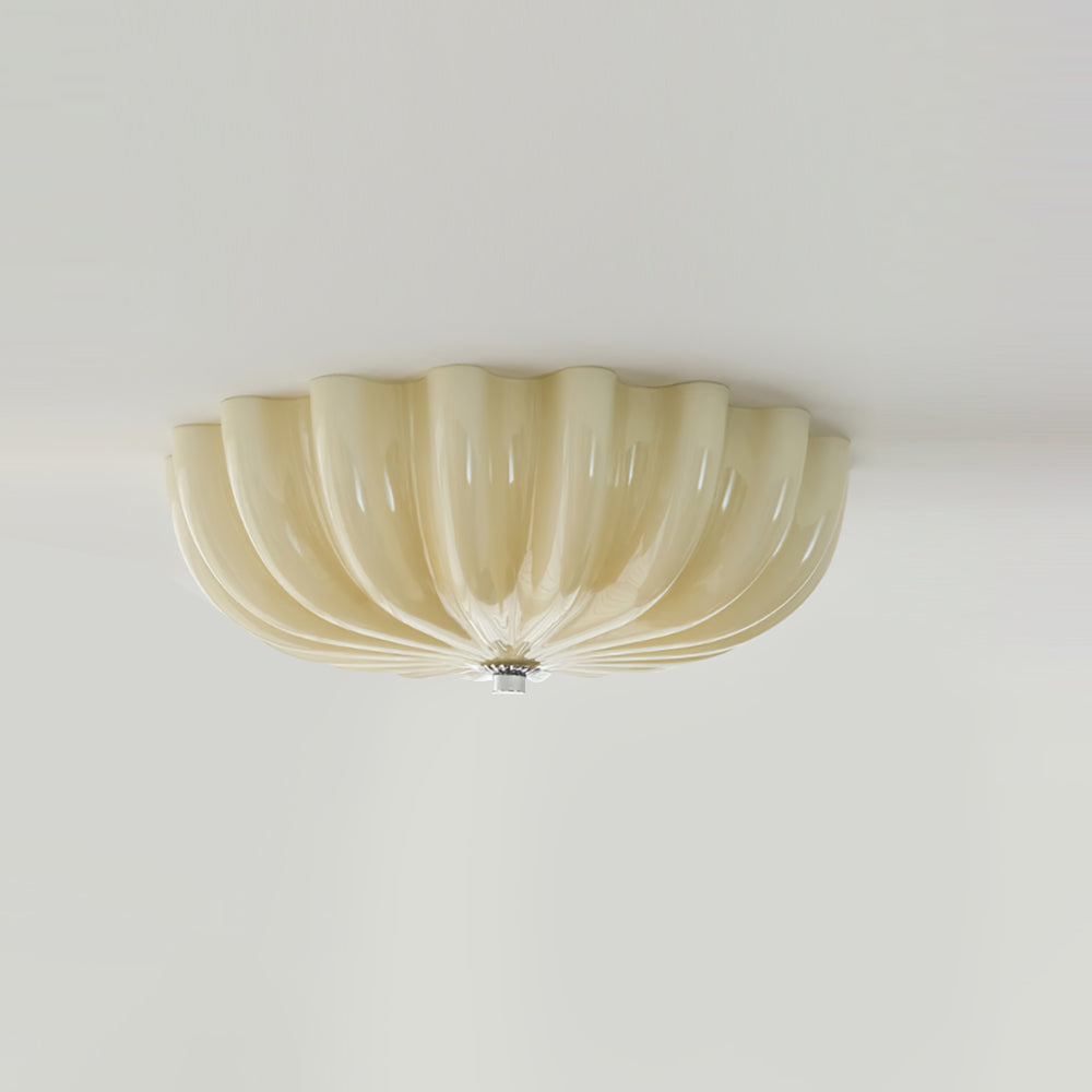 Plafón LED con pétalos de cristal Cremela en un dormitorio sereno – imagen 8
