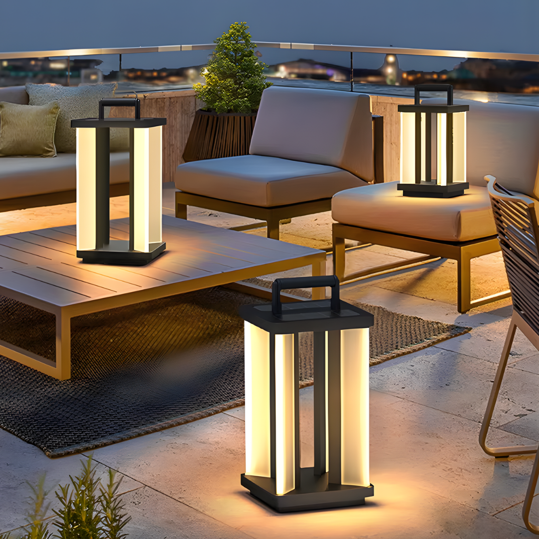 Jolina - Farol de Suelo Exterior LED Moderno Solar o con Enchufe Negro