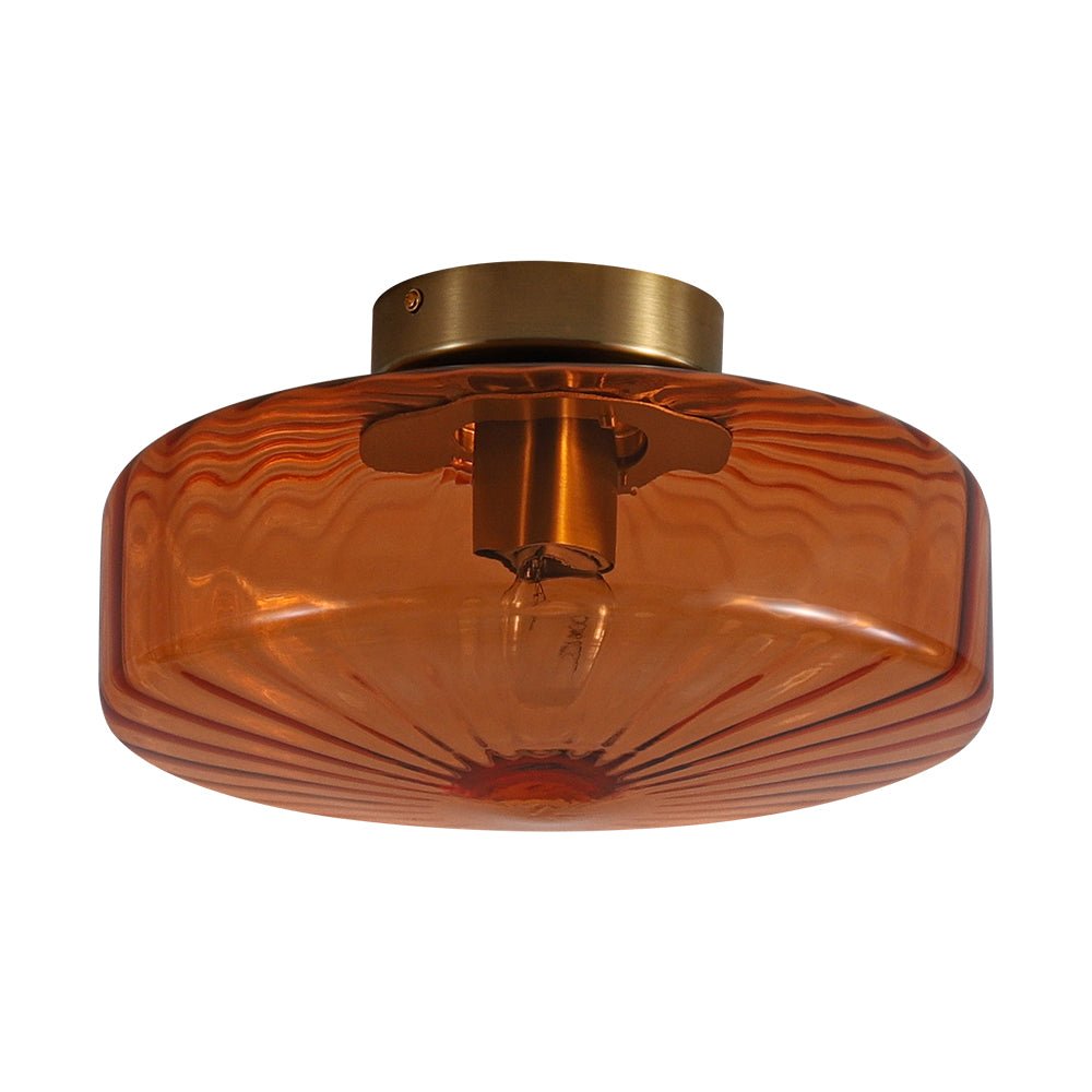 Lámpara de techo de cristal estriado Melara – cristal ámbar