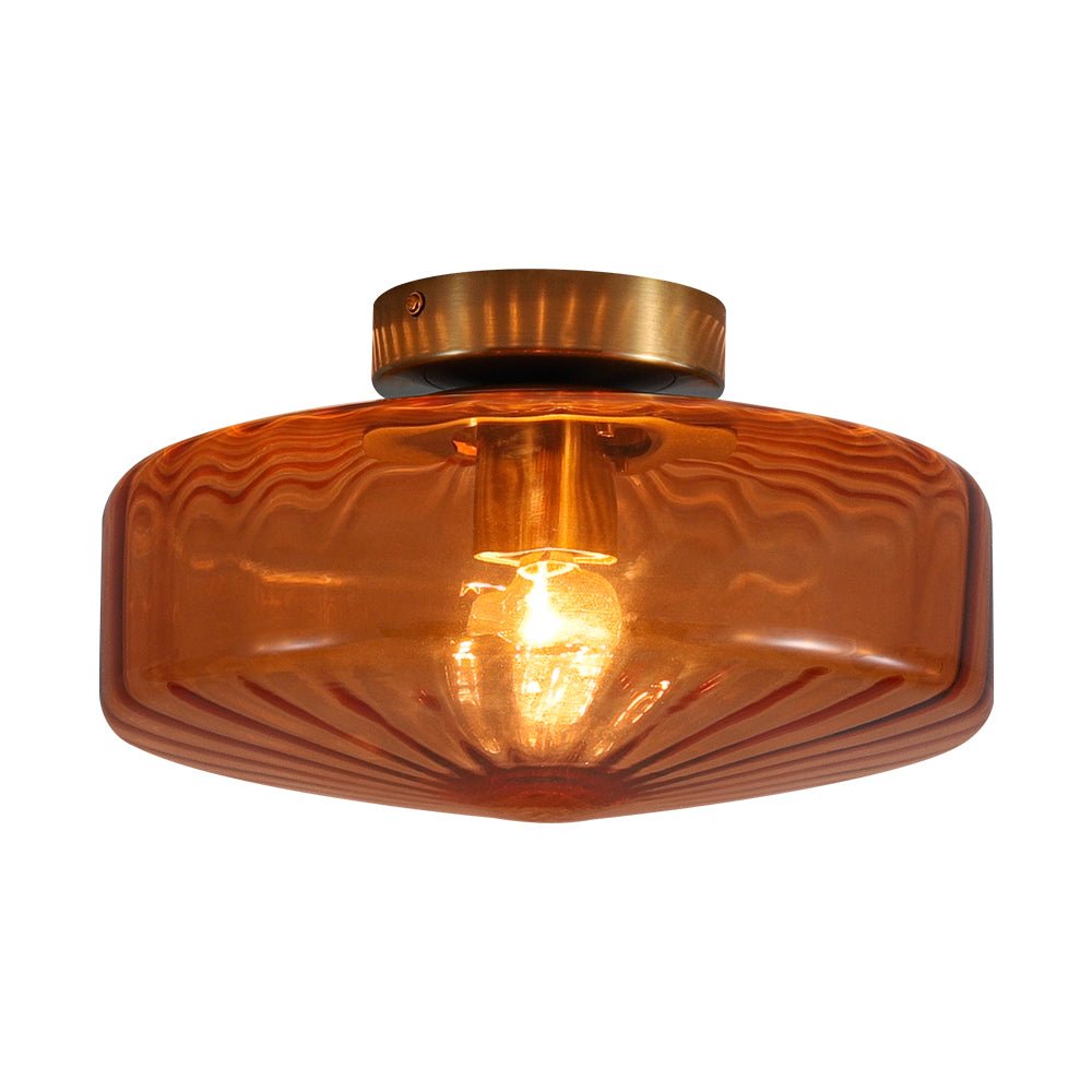 Lámpara de techo de cristal estriado Melara – cristal ámbar