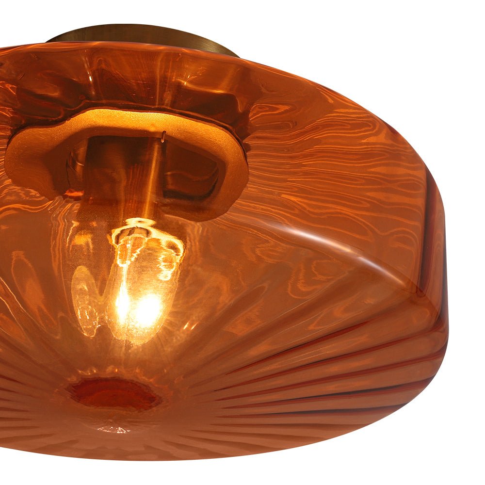 Lámpara de techo de cristal estriado Melara – cristal ámbar
