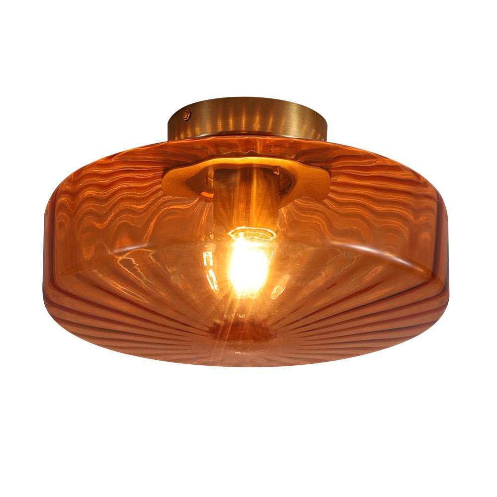 Lámpara de techo de cristal estriado Melara – cristal ámbar