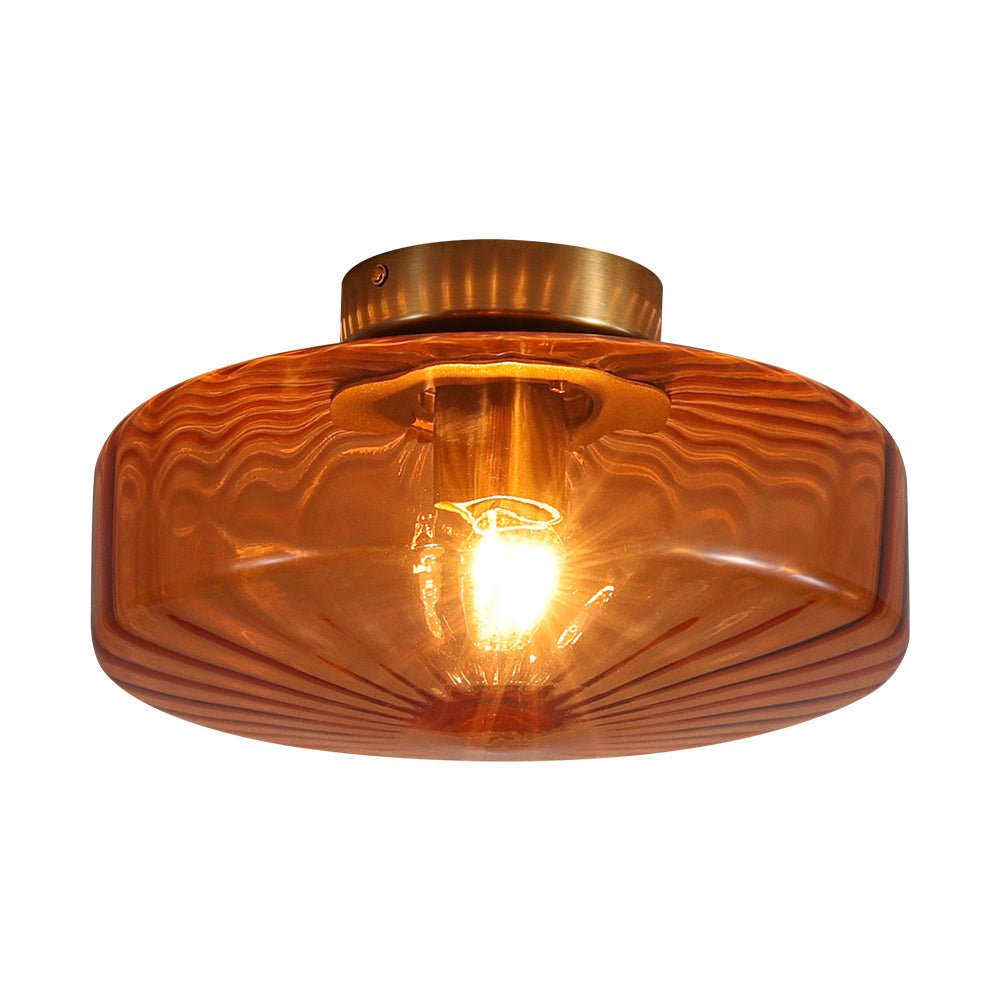 Lámpara de techo de cristal estriado Melara – cristal ámbar