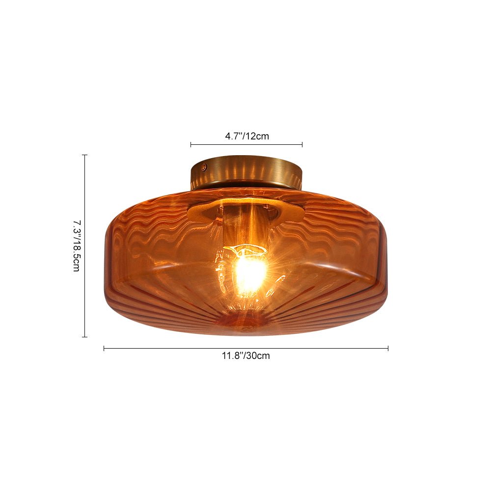 Lámpara de techo de cristal estriado Melara – cristal ámbar
