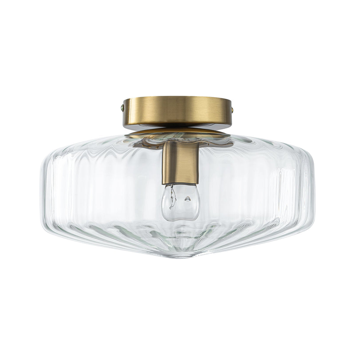 Lámpara de techo de cristal estriado Melara – cristal ámbar