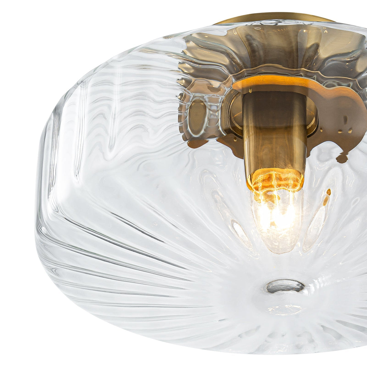 Lámpara de techo de cristal estriado Melara – cristal ámbar