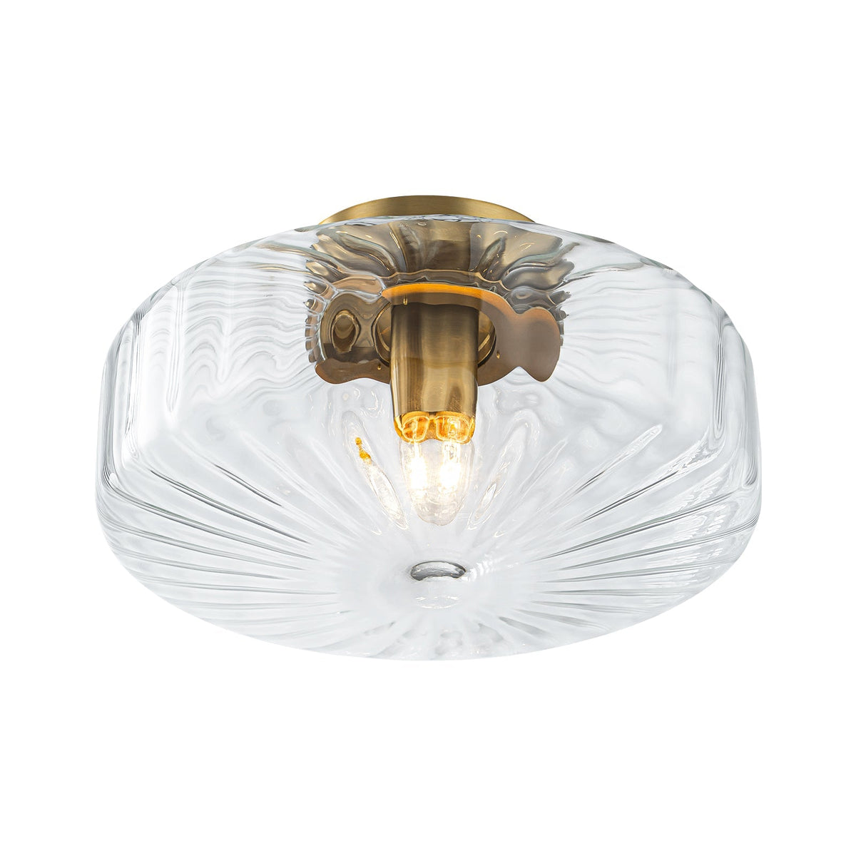 Lámpara de techo de cristal estriado Melara – cristal ámbar
