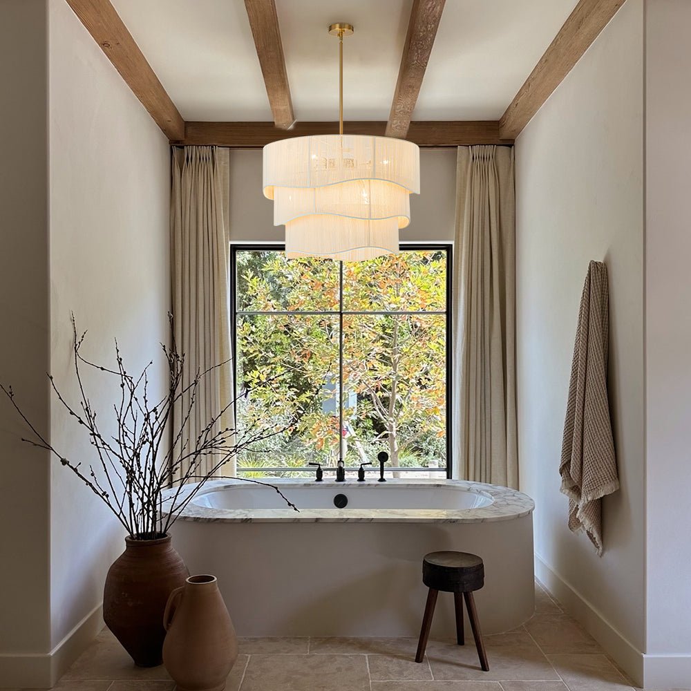 Lámpara colgante de hilo tejido Trenzela en un comedor de estilo boho – imagen 2