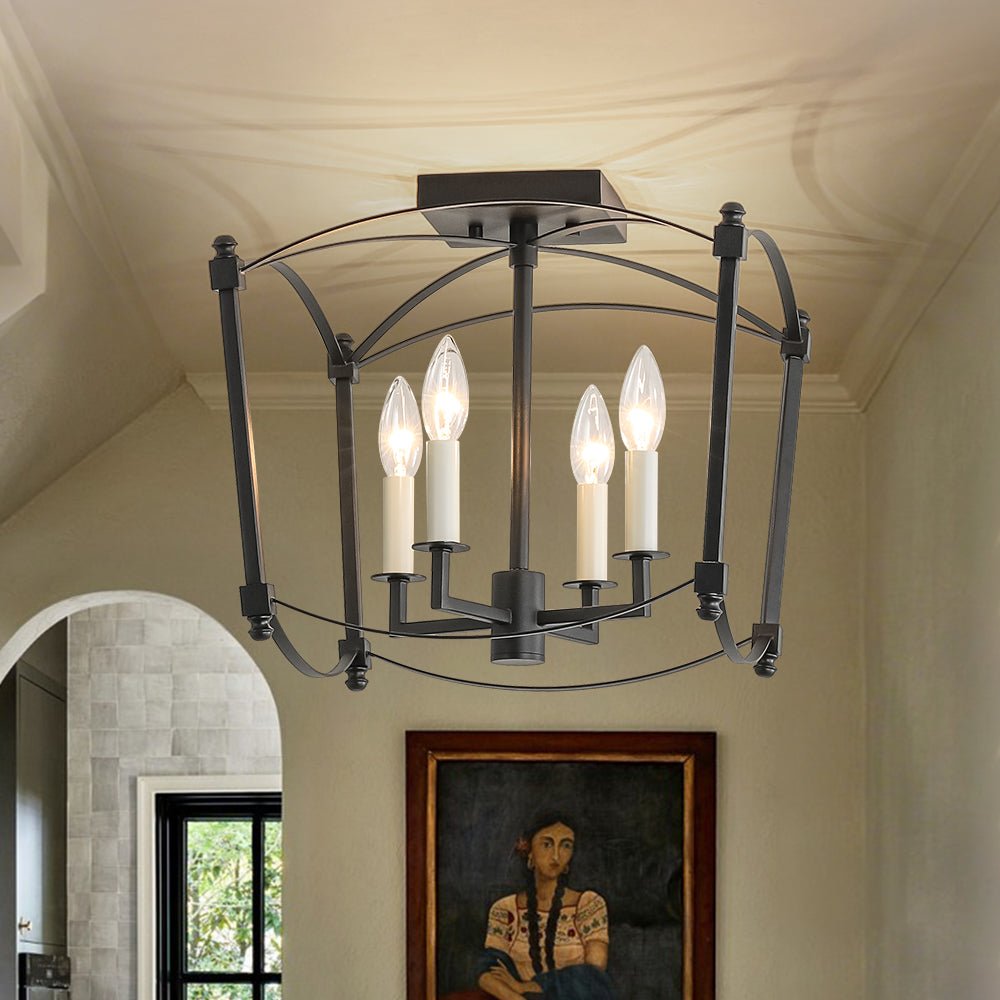 Lámpara de techo farol Torrela – negro mate