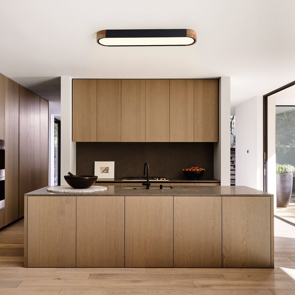 Plafón LED ovalado Hayela en un salón contemporáneo – imagen 4