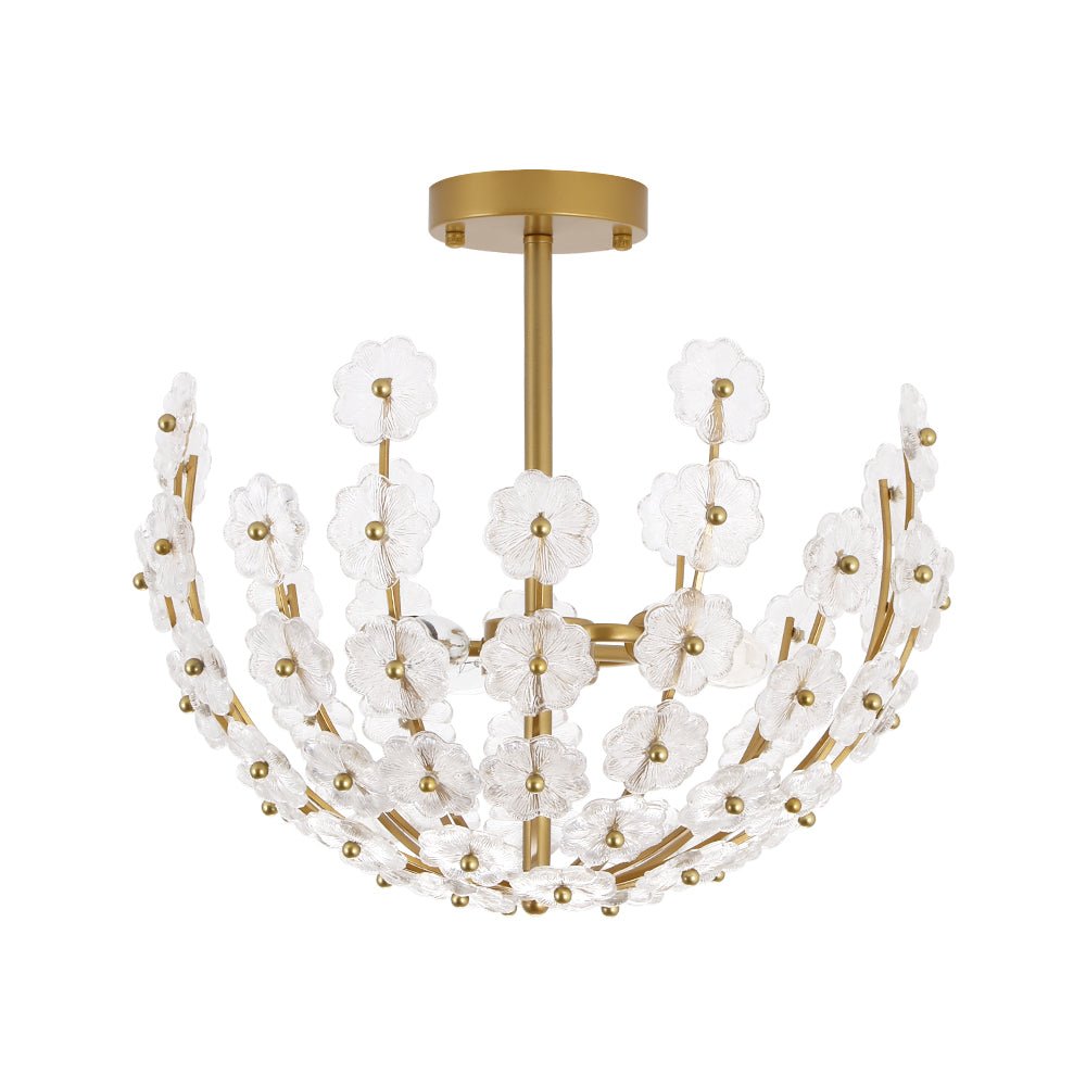 Lámpara de techo con flores de cristal Rosela en un dormitorio de estilo francés – imagen 12