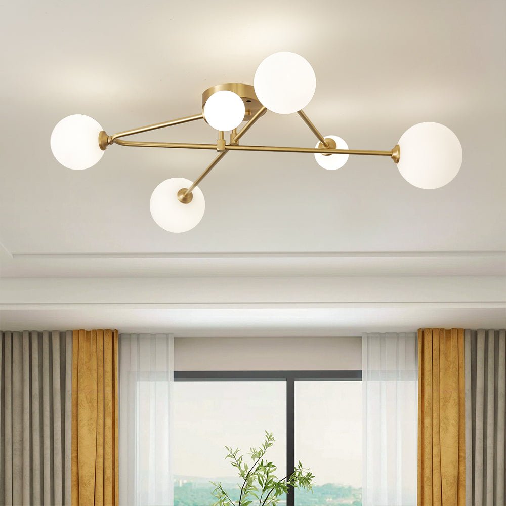 Lámpara sputnik lineal Uranela en un salón mid-century – imagen 2