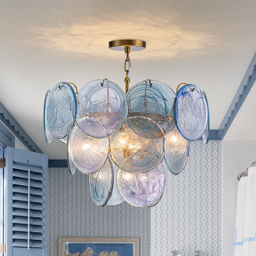 Lámpara araña de cristal azul Cala – versión de 5 luces