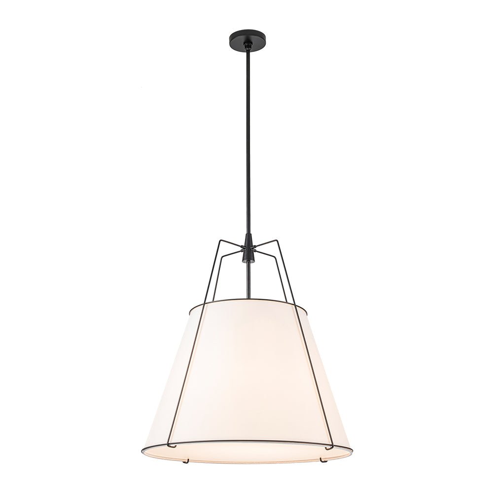 Lámpara colgante de tela con jaula cónica Tambela – blanco y negro, Ø 60 cm